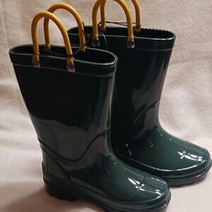 Brand New With Tags Boys Nautica Olive and Yellow Size 9 Medium Rainboot